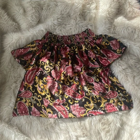 ANTHRO Off The Shoulder Velvet Shirt - Picture 4 of 5